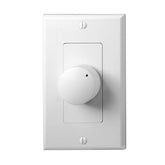 A white wall switch with a lit indicator light, mounted on a plain wall.